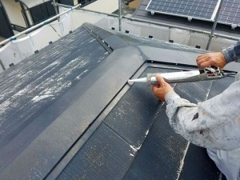 埼玉県上尾市、外壁塗装、屋根塗装、屋根釘のコーキング