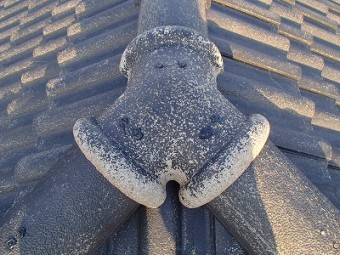 かわら取り合い部分漆喰補修必要