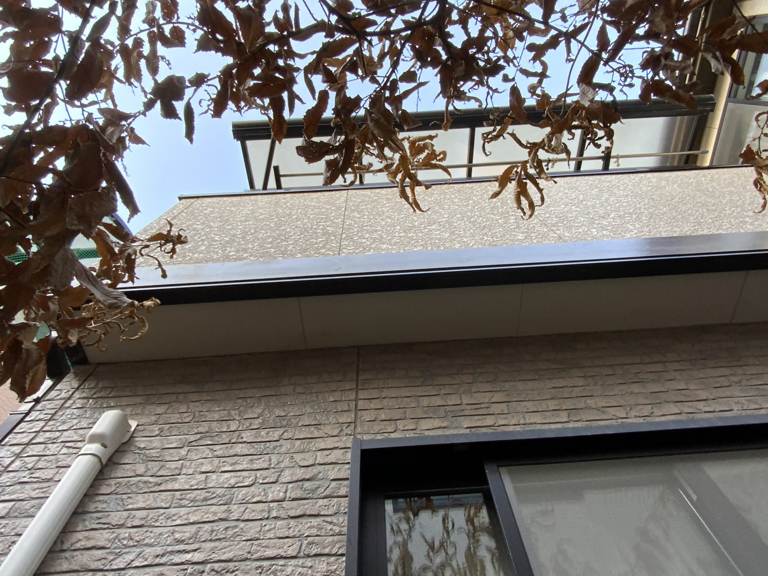 掃出し窓上の軒天を正面から撮影