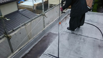 さいたま市西区　陸屋根防水前　高圧洗浄