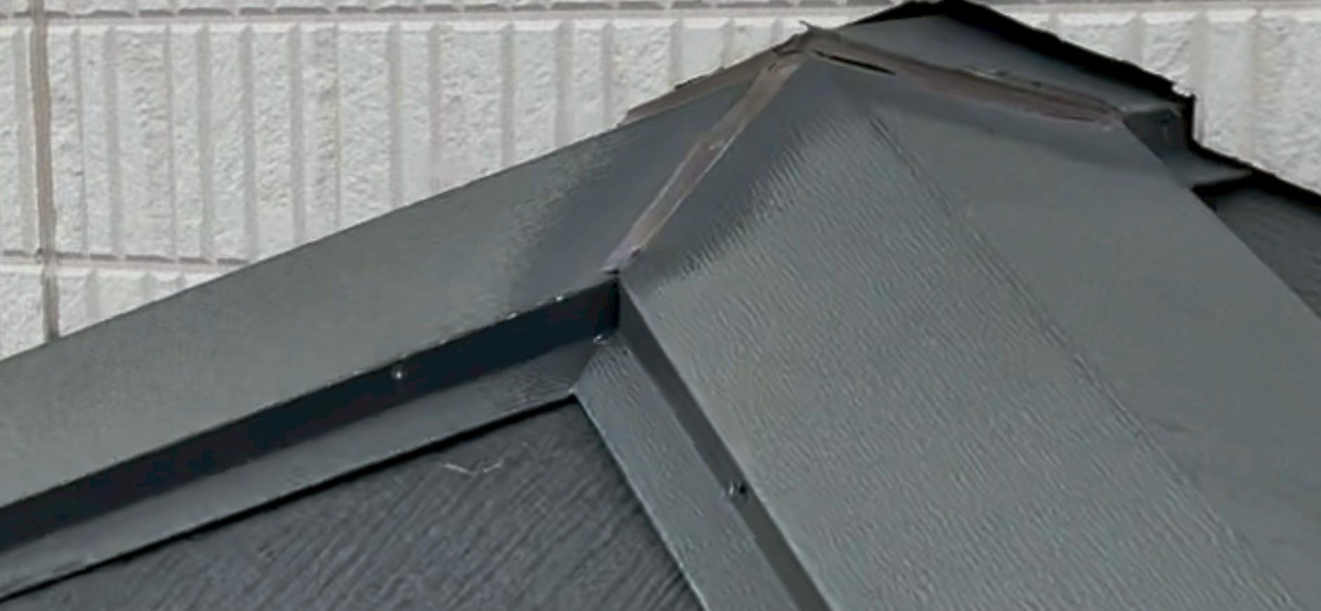 釘の浮きとシーリングの剥離が発生している棟板金