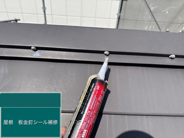 さいたま市中央区でガルバリウム屋根の工事！ビス留めと天窓のコーキング補修