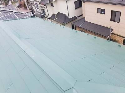 上尾市　屋根塗装　ミラノグリーン
